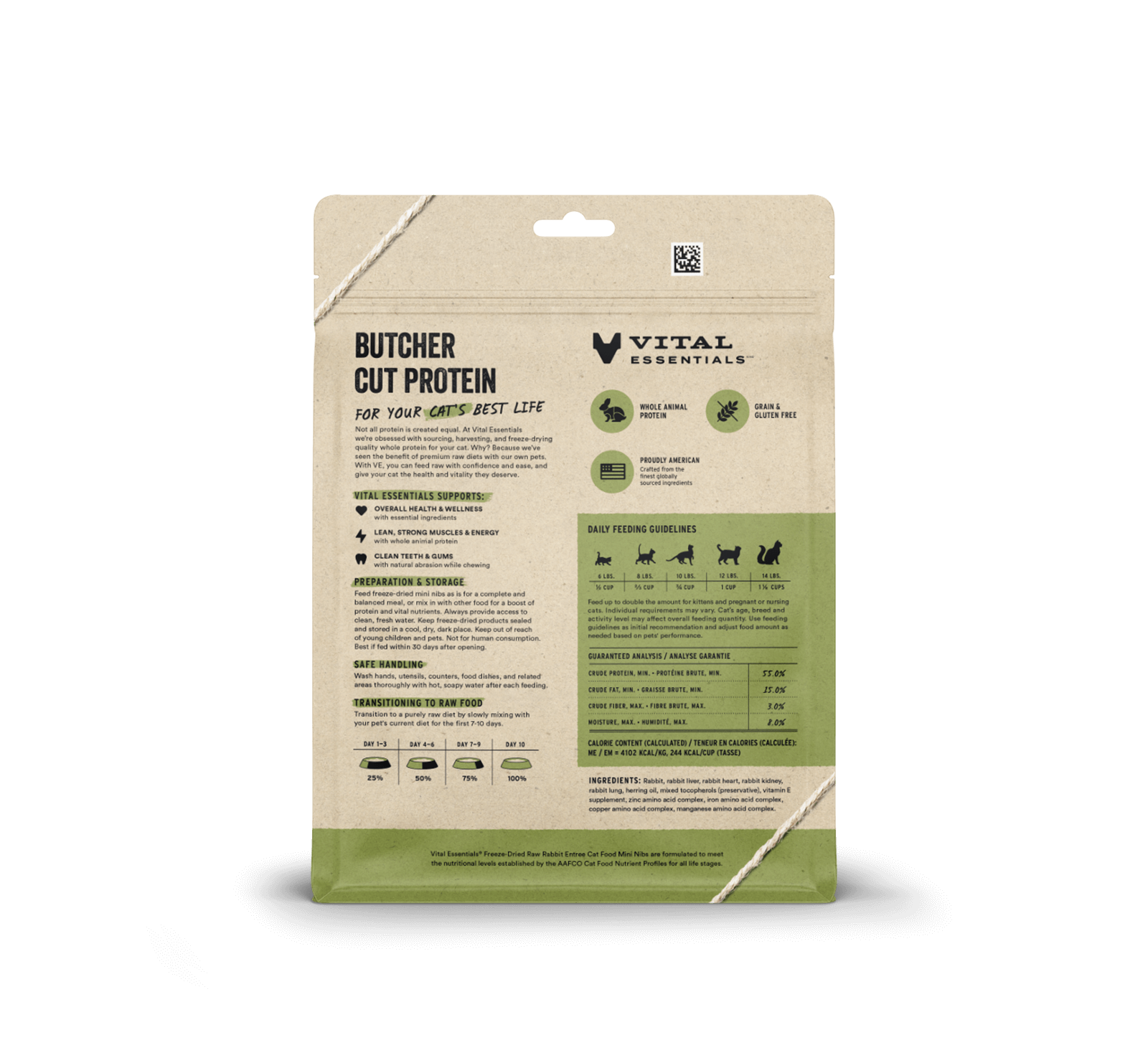 package back vital essentials®_freeze-dried raw_rabbit_entree_mini nibs_cat food