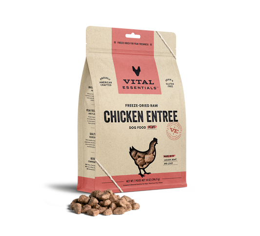 package front vital essentials®_freeze-dried raw_chicken_entree_nibs_dog food