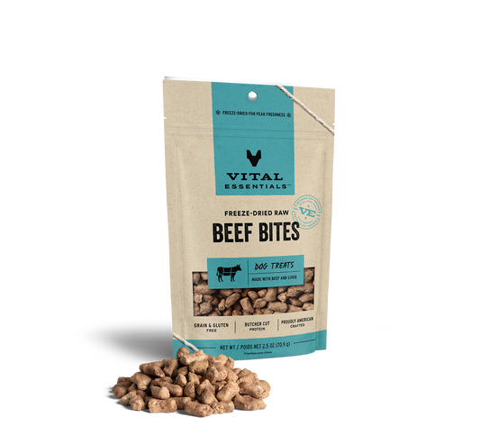 package front vital essentials®_freeze-dried raw_beef_bites__dog treats