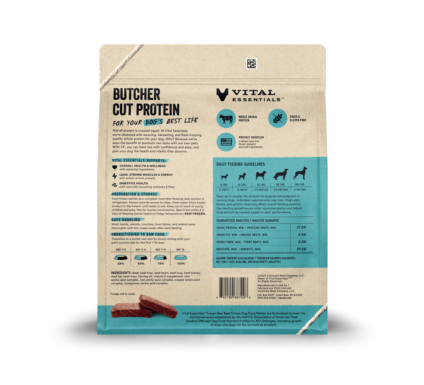 package back vital essentials®_frozen raw_beef_entree_patties_dog food