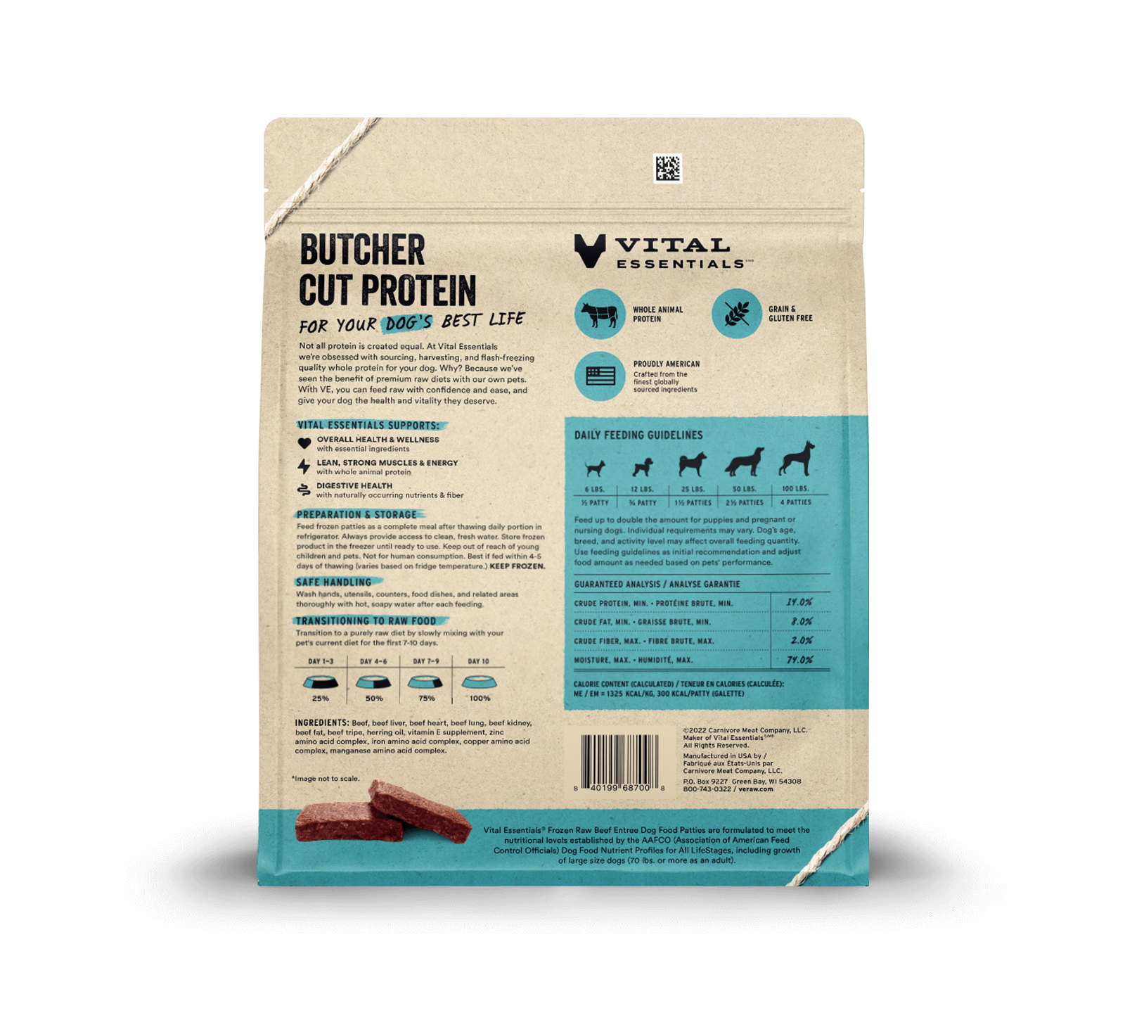 package back vital essentials®_frozen raw_beef_entree_patties_dog food