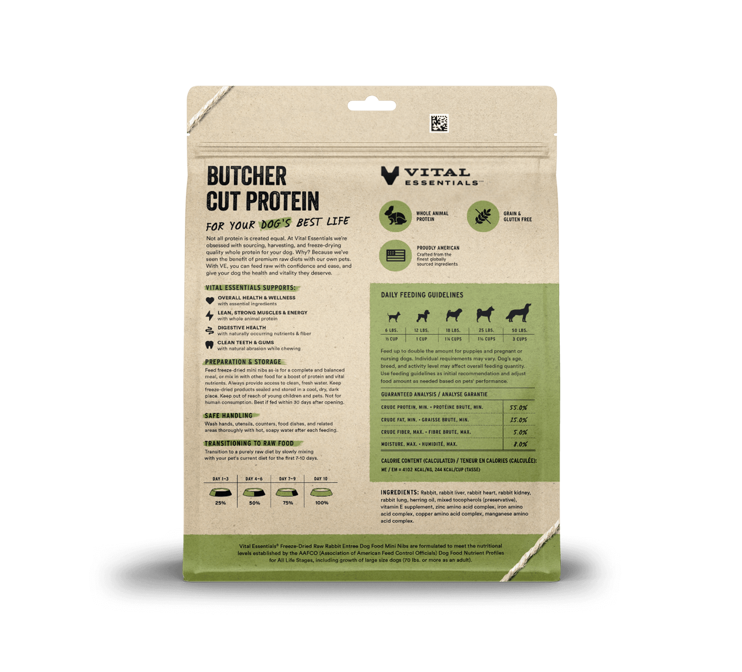 package back vital essentials®_freeze-dried raw_rabbit_entree_mini nibs_dog food