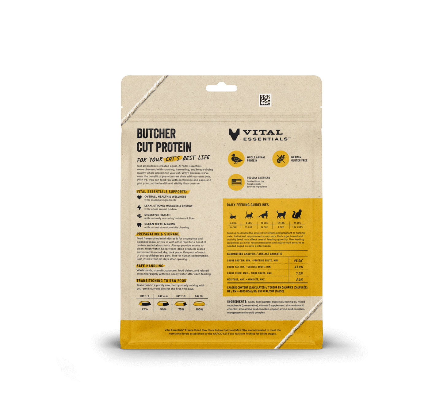 package back vital essentials®_freeze-dried raw_duck_entree_mini nibs_cat food