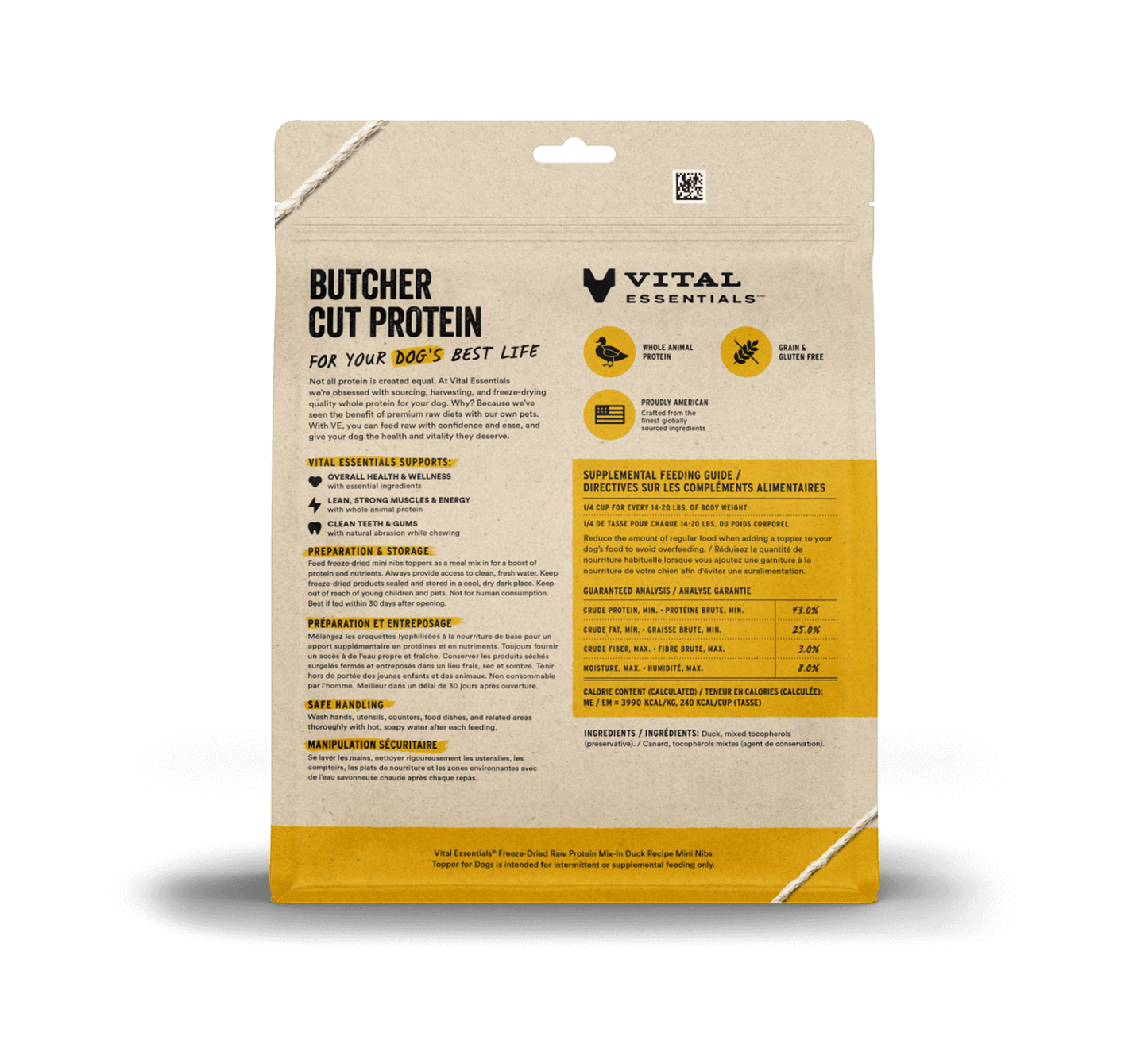 package back vital essentials®_freeze-dried raw protein mix-in_duck_recipe_mini nibs_topper for dogs