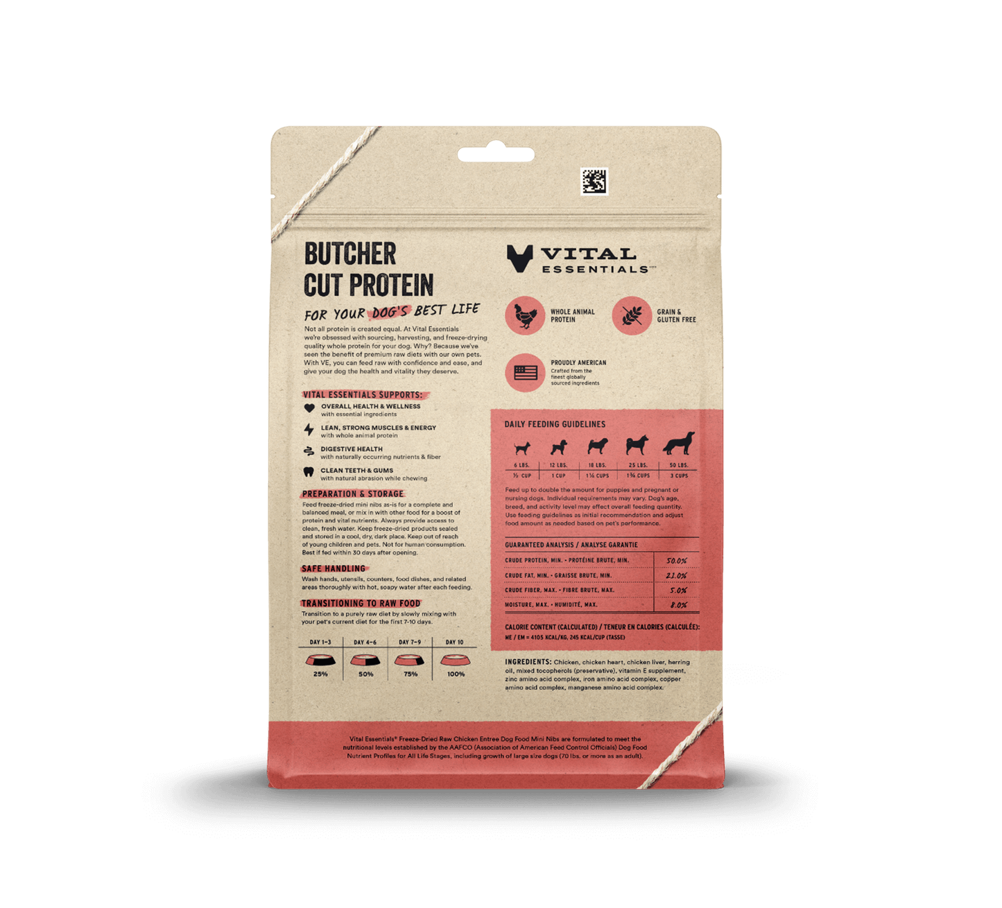 package back vital essentials®_freeze-dried raw_chicken_entree_mini nibs_dog food